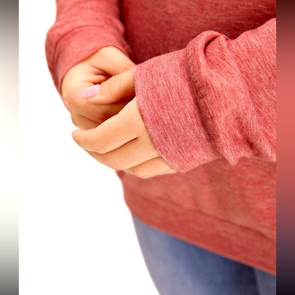 NWT BloomChic “ELLE” crew neck tassel Heather trim dusty rose sweatshirt Sz 1x - Picture 7 of 9